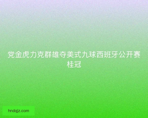 党金虎力克群雄夺美式九球西班牙公开赛桂冠
